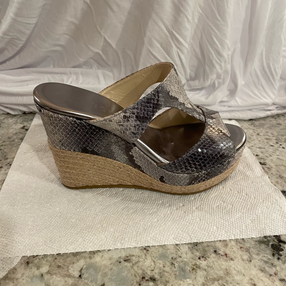 Jimmy Choo T-Strap Neutral Python 35.5 In Near Pe… - image 1